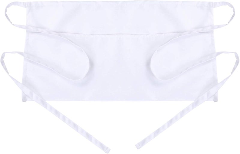 BOHARERS Waist Apron with 3 Pockets - Black Waitress Waiter Server Short Aprons - Image 1